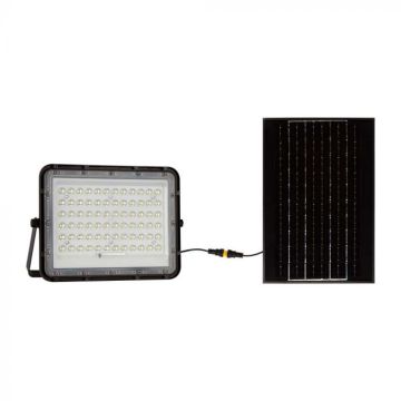 V-TAC VT-120W Spot led noir avec panneau solaire 15W et télécommande Projecteur LED avec batterie remplaçable 6400K Câble 3m - 7825