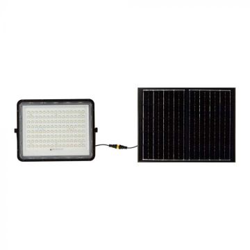 V-TAC VT-180W Projecteur LED noir avec panneau solaire 20W et télécommande Projecteur LED avec batterie remplaçable 6400K Câble 3m - 7827