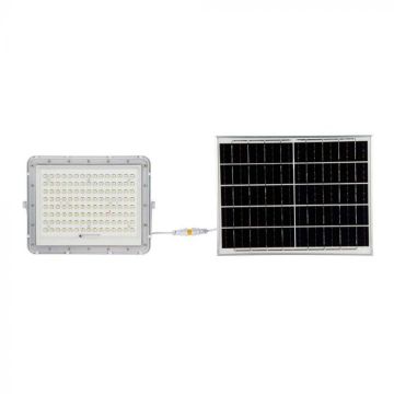 V-TAC VT-180W Spot led blanc avec panneau solaire 20W et télécommande Projecteur LED avec batterie remplaçable 4000K Câble 3m - 7846