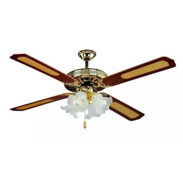 V-TAC VT-6056-4 Ventilateur de plafond 55W 4 pales en bois 132cm AC-Motor avec douille pour ampoules E27x4pcs - sku 7921 V-TAC VT-6056-4 Ventilateur de plafond 55W 4 pales en bois 132cm AC-Motor avec douille pour ampoules E27x4pcs - sku 7921