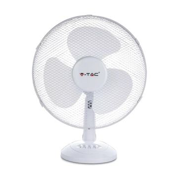 V-TAC VT-4017-3 Ventilateur de table 40W 16" base ronde 3-lames fonction d'oscillation corps blanc IP20 - sku 7925 V-TAC VT-4017-3 Ventilateur de table 40W 16" base ronde 3-lames fonction d'oscillation corps blanc IP20 - sku 7925