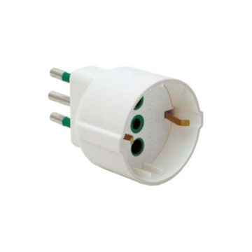 Adaptateur unidirectionnel italien std. 2P+E 10A socket italien/allemand std. 2P+E 16A Corps blanc Fanton 82120 Adaptateur unidirectionnel italien std. 2P+E 10A socket italien/allemand std. 2P+E 16A Corps blanc Fanton 82120