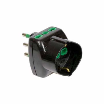 Adattatore triplo Vertical System nero spina italiana 2P+T 16A 2 prese 2P+T 16A 1 presa italo/tedesca 2P+T 16A Fanton 82241 Adattatore triplo Vertical System nero spina italiana 2P+T 16A 2 prese 2P+T 16A 1 presa italo/tedesca 2P+T 16A Fanton 82241
