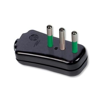 Fiche plate noir italienne std. 2P+E 10A Fanton 82531-E Fiche plate noir italienne std. 2P+E 10A Fanton 82531-E