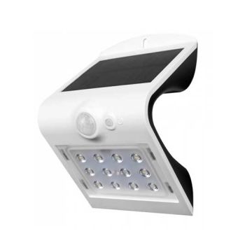 V-TAC VT-767-2 1.5W LED solaire wall light externe IP65 + capteur PIR couleur blanc - SKU 8276