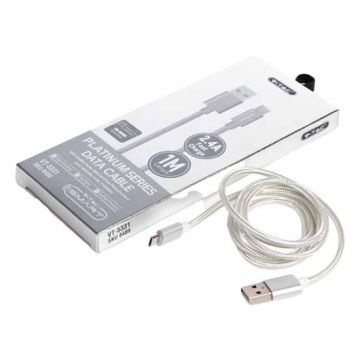 V-TAC VT-5331 câble de données 1M Micro USB Nylon Argent Platinum series - sku 8489 V-TAC VT-5331 câble de données 1M Micro USB Nylon Argent Platinum series - sku 8489