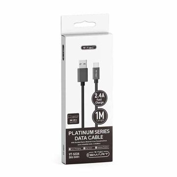 V-TAC VT-5334 câble de données 1M Type-C Nylon Noir Platinum series - sku 8491 V-TAC VT-5334 câble de données 1M Type-C Nylon Noir Platinum series - sku 8491