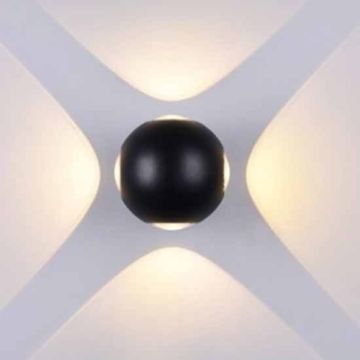 V-TAC VT-834 Applique murale led cob 4W blanc chaud 3000K corps aluminium rond noir IP65 - SKU 8553