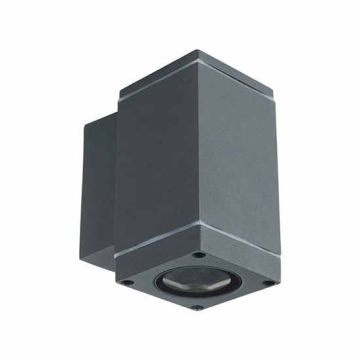 V-TAC VT-841 applique en aluminium carré corps gris foncé 1xGU10 down direction IP44 – SKU 8626