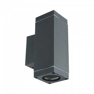V-TAC VT-842 applique en aluminium carré corps gris foncé 2xGU10 up&down direction IP44 – SKU 8627