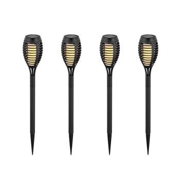 V-Tac VT-724 Lanterne de jardin 1W avec panneau solaire forme torche effet flamme pack de 4 IP44 lumière 2200k - sku 8689