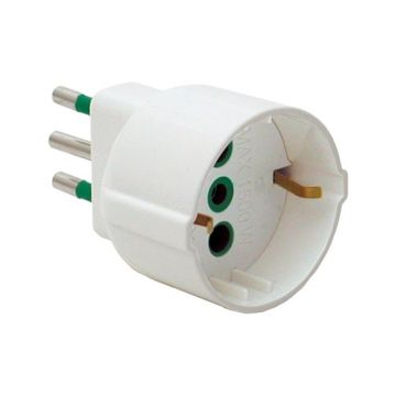 Adaptateur simple fiche italienne 2P+T 10A S11 prise italienne/allemande 2P+T 10A P30