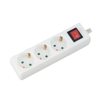 V-TAC VT-1113-2 Rallonge électrique Multiprise 3 x Schuko 16A EU standard 3680W câble 5m avec interrupteur on/off - sku 8763