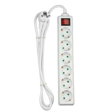 V-TAC VT-1116 Rallonge électrique Multiprise 6 x Schuko 16A EU standard 3680W câble 1,5m avec interrupteur on/off - sku 8769