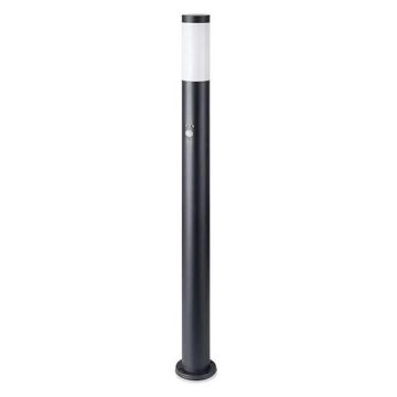 V-TAC VT-838 E27 lampadaire de jardin led 110cm avec capteur PIR fixation au sol 110cm acier inoxydable couleur noir IP44 - sku 8983