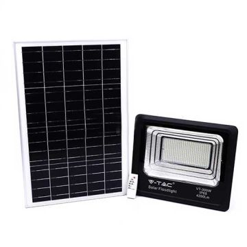 V-TAC VT-300W Projecteur solaire LED 300W avec télécommande IR blanc froid 6000K Corps noir IP65 - sku 94027 V-TAC VT-300W Projecteur solaire LED 300W avec télécommande IR blanc froid 6000K Corps noir IP65 - sku 94027
