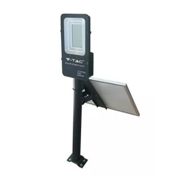 Lampadaire LED noir auto-alimenté V-TAC VT-ST-200 50W avec panneau solaire et télécommande 6000K IP65 – sku 95509