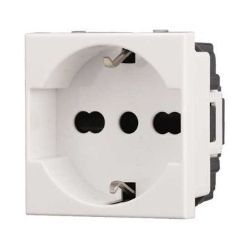 Prises Schuko compatible Bticino Axolute 2P+T 10/16A 250V couleur blanc Ettroit AB2102