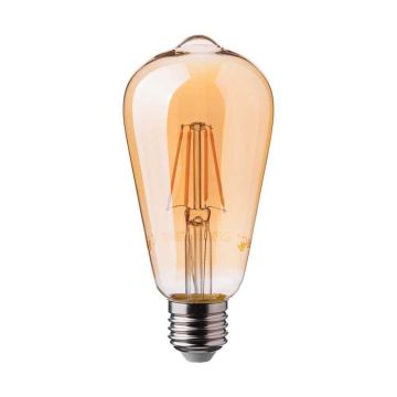 V-Tac VT-1966 Ampoule LED Vintage 6W E27 filament ST64 lumière blanc chaud 2200K effet ambre - 214362