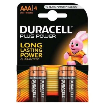 Pile Duracell Plus Power Batterie Alcaline Stilo AAA 1.5V Confezione da 4 Pz MN2400 Pile Duracell Plus Power Batterie Alcaline Stilo AAA 1.5V Confezione da 4 Pz MN2400