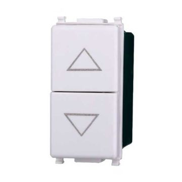 Bouton double 1P+1P NO haut et bas compatible avec Vimar Plana couleur blanche Ettroit EV1202