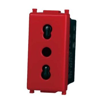 Prise italienne compatible Vimar Plana 2P+T 10/16A 250V, couleur rouge, Ettroit EV2016