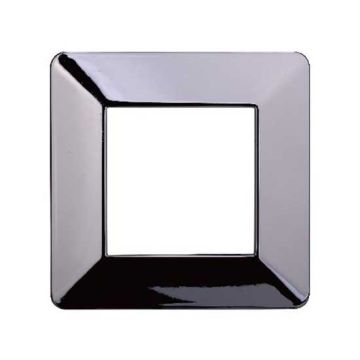 Plaque compatibles Vimar Plana 2 modules plastique couleur chrome poli Ettroit EV83213