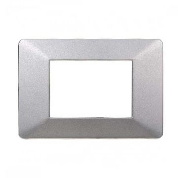 Plaque compatibles Vimar Plana 3 modules plastique couleur argent Ettroit EV83306