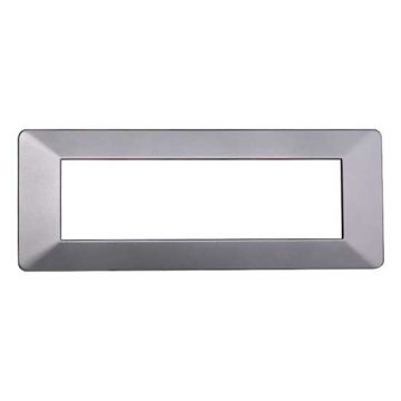 Plaque compatibles Vimar Plana 7 modules plastique couleur argent Ettroit EV83706