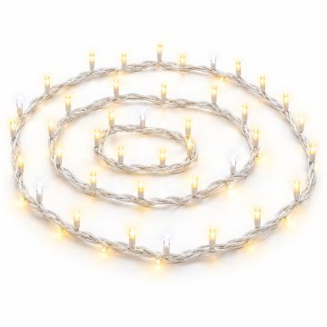 ETTROIT catena luminosa 300 LED 30 m, luce gialla, cavo bianco, flash bianco