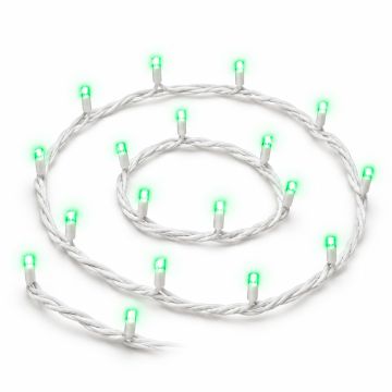 ETTROIT catena luminosa 300 LED 30 m, luce verde, cavo bianco, flash bianco