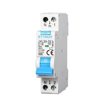 ETTROIT Interrupteur thermique magnétique différentiel 1P+N 16A 30mA 220V-6KA JX251661