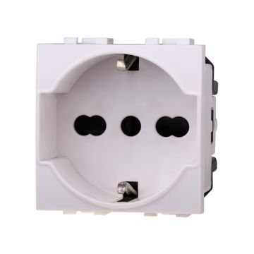 ETTROIT Prise Schuko 2P+T 16A compatible avec la série Livinglight Biticino, coloris blanc