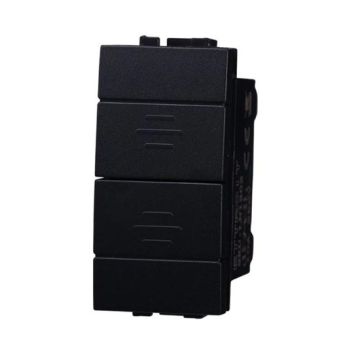 ETTROIT Bouton double 1P+1P NO pour volet roulant montée et descente compatible Bticino Livinglight / INTERNATIONAL couleur noir LN1202