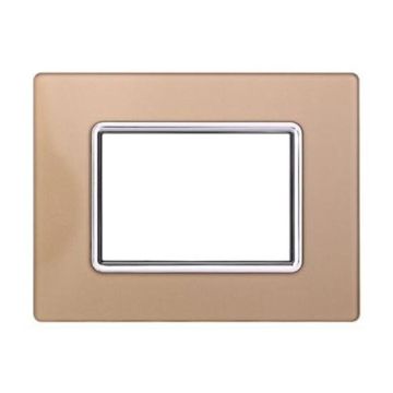 Ettroit Plaque compatible Bticino Livinglight 3 modules en verre couleur or - LN84311