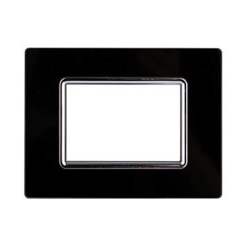 Ettroit Plaque compatible Bticino Livinglight 3 modules en verre, coloris noir - LN84302
