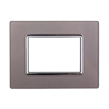 Ettroit Plaque compatible Bticino Livinglight 3 modules en verre couleur argent - LN84306