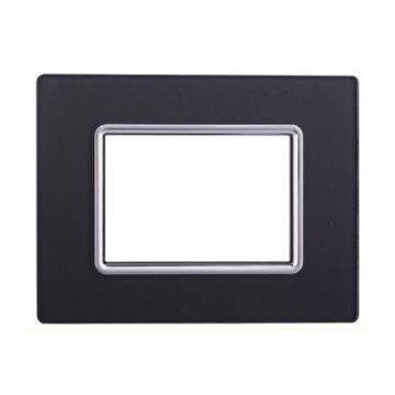 Ettroit Plaque compatible Bticino Livinglight 3 modules verre graphite acier foncé - LN84310