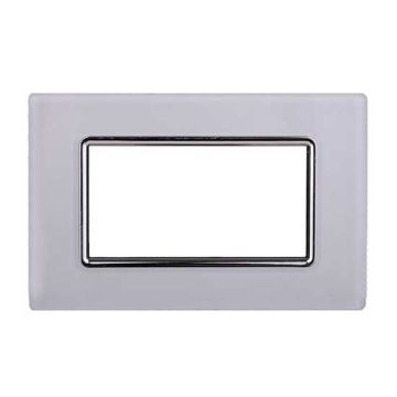 Ettroit Plaque compatible Bticino Livinglight 4 modules en verre, coloris blanc - LN84401