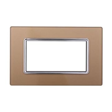 Ettroit Plaque compatible Bticino Livinglight 4 modules en verre couleur or - LN84411
