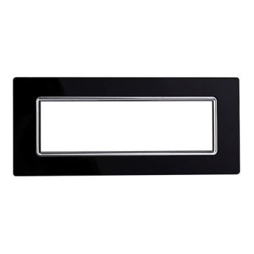 Ettroit Plaque compatible Bticino Livinglight 7 modules en verre, coloris noir - LN84702