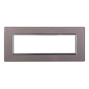 Ettroit Plaque compatible Bticino Livinglight 7 modules en verre couleur argent - LN84706