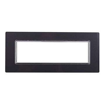 Ettroit Plaque compatible Bticino Livinglight 7 modules verre graphite acier foncé - LN84710