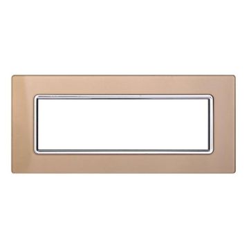 Ettroit Plaque compatible Bticino Livinglight 7 modules en verre couleur or - LN84711