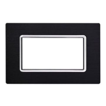 Ettroit Assiette 3 places compatible Bticino Livinglight aluminium coloris noir LN86302