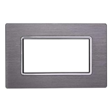 Plaque aluminium 3 modules Bticino Livinglight compatible Ettorit, coloris argent satiné - LN86306