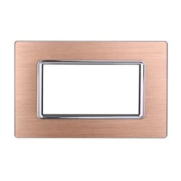 Ettroit Plaque compatible Bticino Livinglight 4 modules aluminium couleur or - LN86411