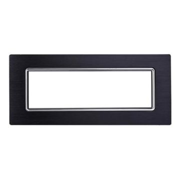 Ettroit Plaque compatible Bticino Livinglight 7 modules aluminium coloris noir - LN86702