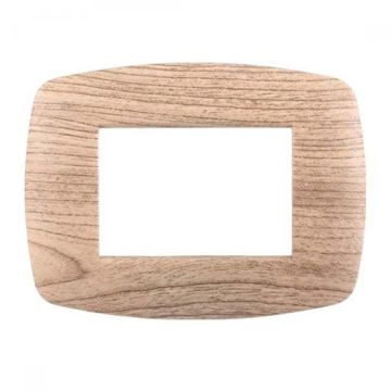Ettroit Plaque compatible Bticino Livinglight 3 modules slim plastique, coloris bois clair - LN87304