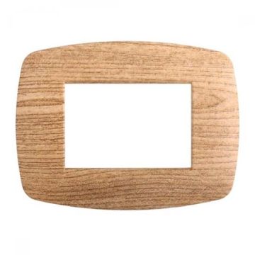 Ettroit Plaque compatible Bticino Livinglight 3 modules slim plastique, coloris bois foncé - LN87305